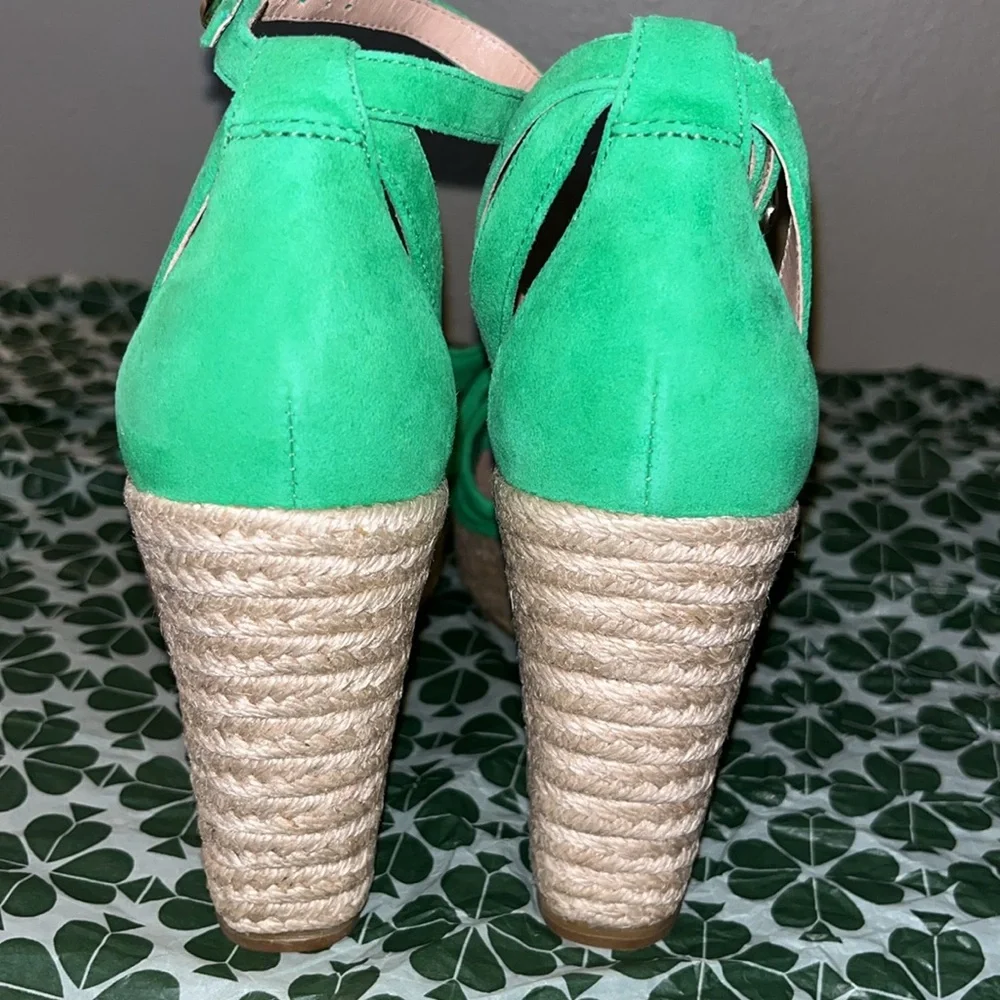 Kate Spade New York Tianna Green Knot Detail Espadrills Wedge Sandals sz 5.5 NWT